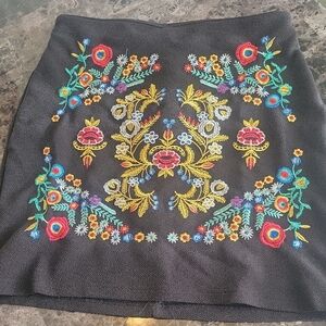 Yellow and Red Embellished Mini A-line Skirt for Cocktail